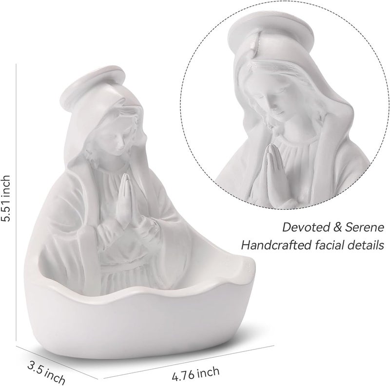 ULVEOL Virgin Mary Statue, Catholic Gifts for Women, Virgin Mary Keepsake Rosary Holder, 5.5" Blessed Mother Statues, Catholic Decor (White) - Image 3